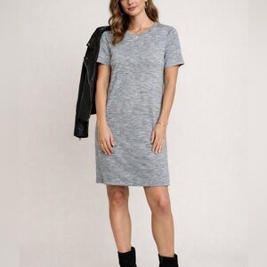 Margaret O’Leary Gray Blue Marled Knit T-Shirt Dress Short Sleeve Size M